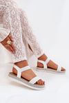 Women's Sandals With Weaving On Decorated Platform White Velara