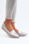 Women's Silver Flat Heel Loafers Enzla