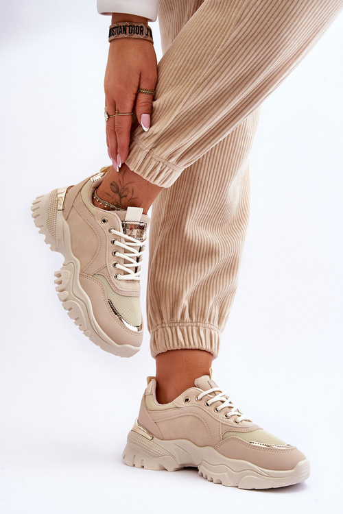 Buty Sportowe Klasyczne Platforma Beżowe Need It