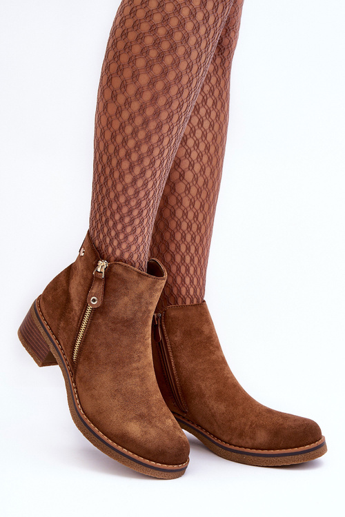 Low Heel Suede Boots Brown Laurisa