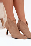Low Women's Ankle Boots On Heel Eco Suede Beige Jolivra