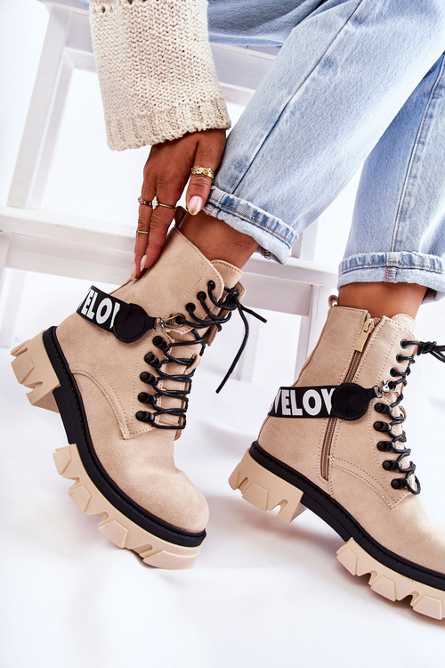 Suede High Boots With Warming Beige Danity