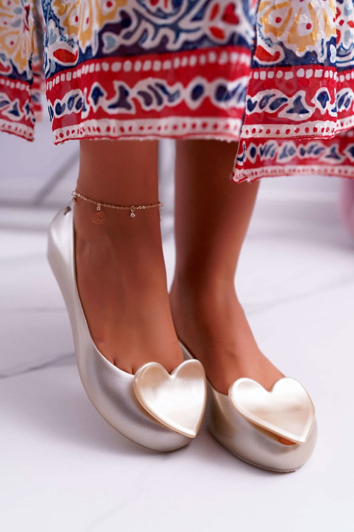 Gold Women's Meliski Ballerinas Hearts Diamond