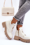 Women's Leather Boots with Decoration Light Beige Lusanna