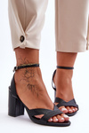 Leather Classic Sandals On Heel Black Zipola