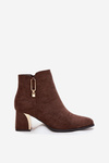 Women's heeled ankle boots with gold details brown Kalivra