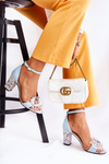 Leather Sandals On A Bar With Crystals Blue Velinda