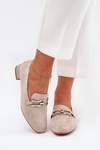 Moccasins With Decoration On Delicate Heel Eco Suede Light Beige Pillitha