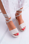 Women's Platform Platform Sandals Linen Tie Beige Jolyn