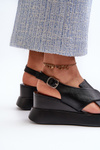 Women's Black Platform and Wedge Sandals in Eco Leather Vaiara