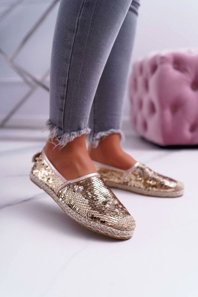 Lu Boo Women's Espadrilles Gold Sequins