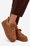 Damskie Sneakersy Ocieplane Futerkiem Camel Cyrissa