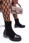 Leather Classic Ankle Boots On Flat Heel Black Shendete