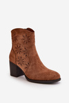 Boots With Perforated Shaft On Heel Eco Suede Brown Nevishiia