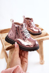 Children's Warm Leather Boots Pink Dottie