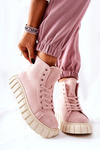 Suede High Platform Sneakers Pink Meniphise