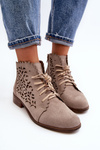 Lace-up Women's Openwork Boots Zazoo 2871 Beige