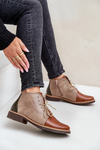 Leather Ankle Boots On A Flat Heel Brown Zazoo 4078