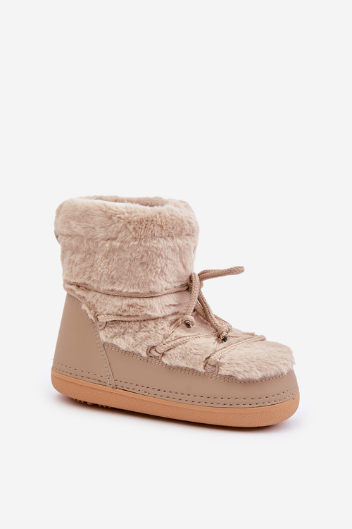 Snow Boots With Fur And Lacing Beige Silvara