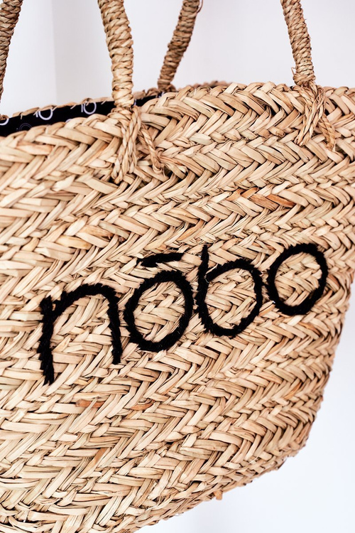 Pleciona Torebka Shopper Na Plażę NOBO XK0340 Beżowo-Czarna