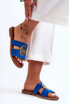 Stylish Slippers with Mirrored Ornament Blue Deep Breath