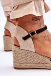 Suede Espadrilles Wedge Sandals Black Cammer 