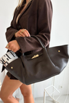 Fiorenza Chocolate Natural Leather Bag