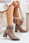 Women's Eco Suede Heeled Boots With Pointed Toes Brown Terivannes