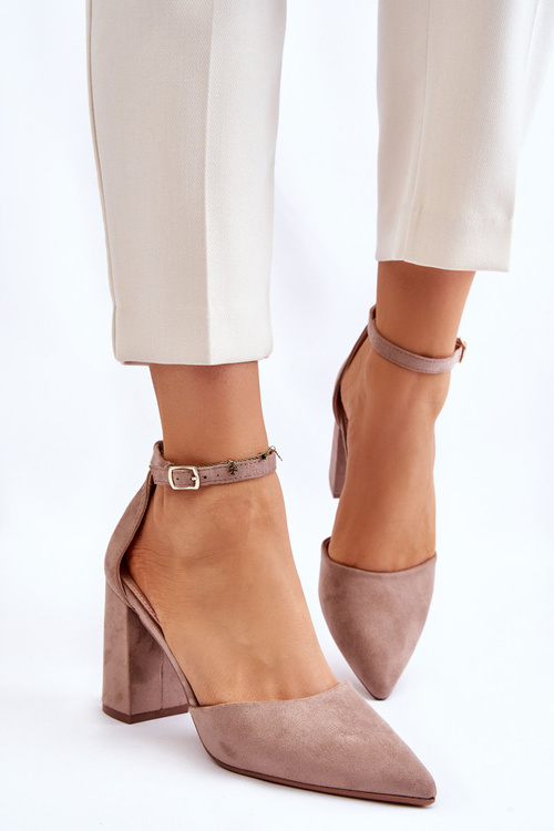 Suede Heel Pumps Dark Beige Lexie