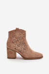 Lace-Up Cowboy Ankle Boots with Heel Zip Closure Brown Vosilara