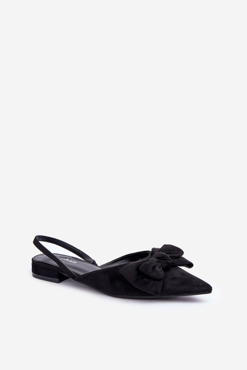 Ballet Flats With Pointed Toes And Bow Black Lotiara