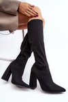 Women's Black Over-the-Knee Boots with Chunky Heel Fatuma