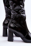 High Heel Patent Leather Boots Black Nizo