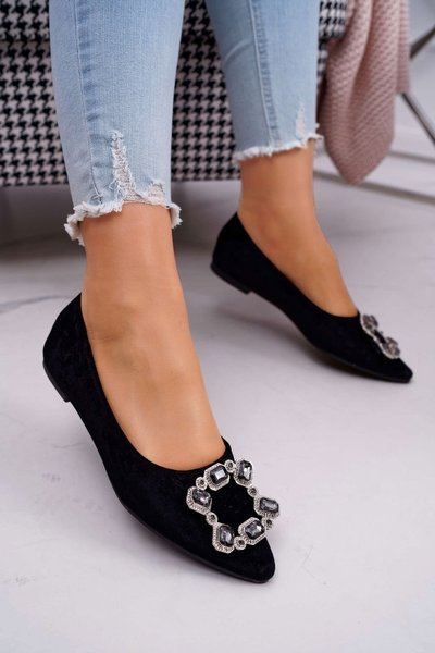 Women's Ballerinas with Stones Black Divine