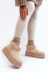 Women's Snow Boots On Platform Light Beige Mennja