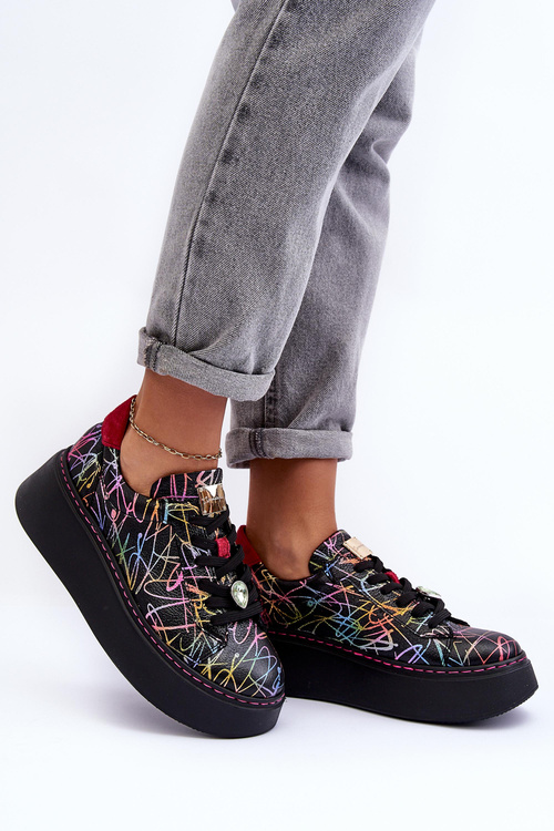 Buty Sportowe Skóra Platforma Maciejka 06191-39 Multikolor