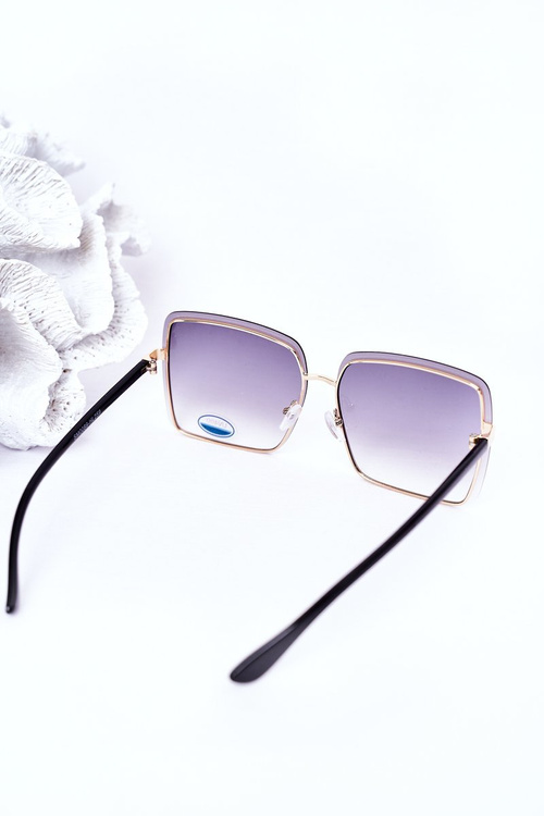 Gold Square Sunglasses Grey Ombre