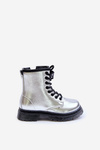 Lined Girls Patent Ankle Boots with Zip Silver Novita