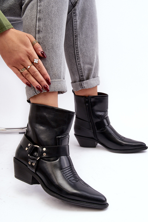 Women's Lined Cowboy Boots Black Venosa