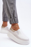 Women's Leather Platform Sport Shoes White Lemar Manish