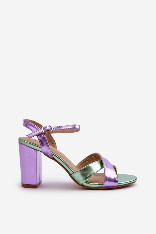 Eco Leather Sandals with Chunky Heel Purple Abilica
