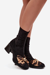 Women's ankle boots with bow on block heel D&A JC52-827 Black