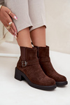 Women's Block Heel Boots with Buckle Brown Nymera