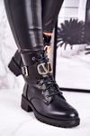 Women's Insulated Boots With Golden Buckle Black Vera