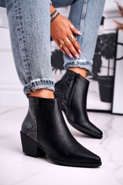 Botki Damskie Ciepłe Czarne Meatown