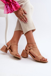 Women's Block Heel Sandals in Camel Eco Suede Leisha