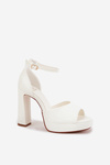 Ladies Sandals On Heel And Platform Eco Leather White Lomman