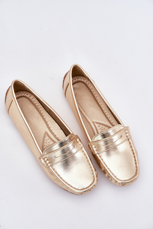 Ladies Eco Leather Moccasins Gold Lenvie