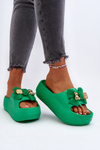 Women's Foam Flip Flops with Green Bow Salessa