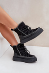 Women's Snow Boots With Embroidery On Platform Black Naleris